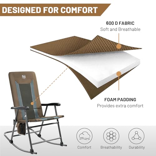 Foldable Padded Rocking Chair Set of 2 Brown T453172
