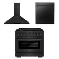 36 in. Gas Range, Range Hood, Dishwasher Black Stainless Steel C486