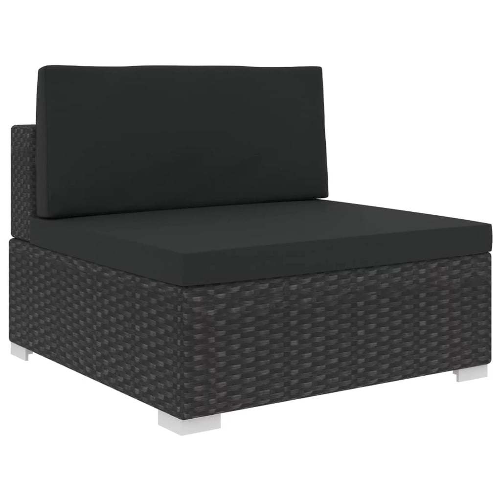 8 Piece Black Poly Rattan Patio Lounge Set with Cushions B45021