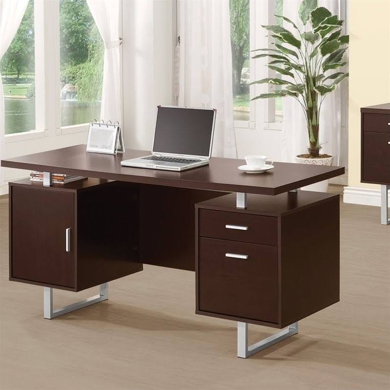 2pc Desk and Mobile File Cabinet Set in Brown Q643