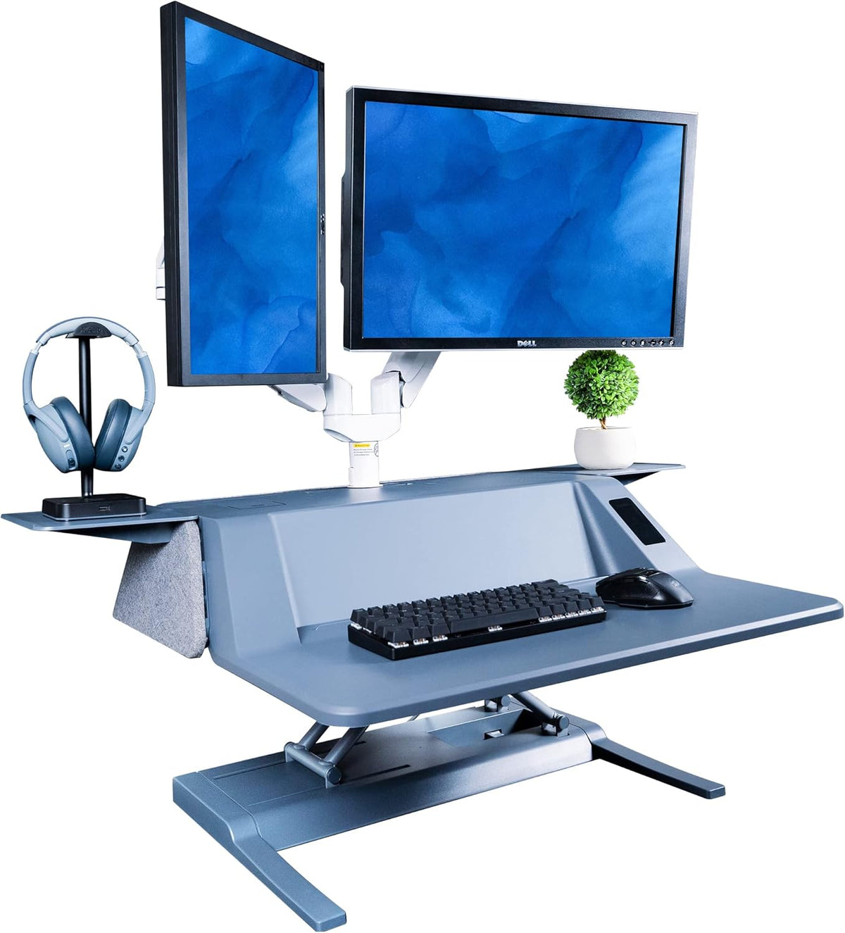 Electric Height Adjustable Desk Riser with Wireless Charging Extended Panel Board D3724