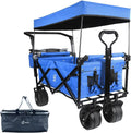 Collapsible Heavy Duty Folding Wagon Cart with Removable Canopy M47294