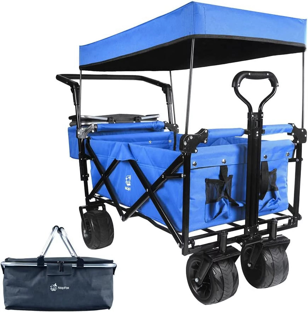 Collapsible Heavy Duty Folding Wagon Cart with Removable Canopy M47294