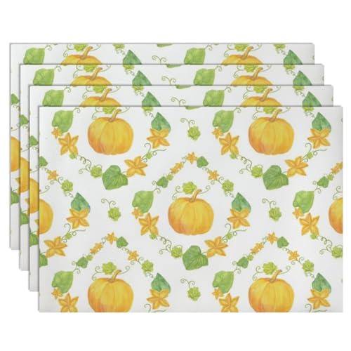 Fall Gourd Pattern Faux Leather 12 X 18 Inch 6Pc Placemat Set A532
